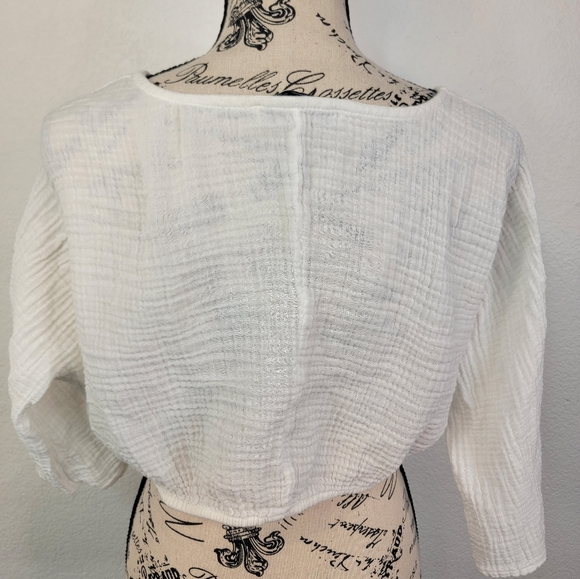 Abercrombie and fitch Cami Crop top M White Gauze Beachy Coastal - Picture 4 of 8